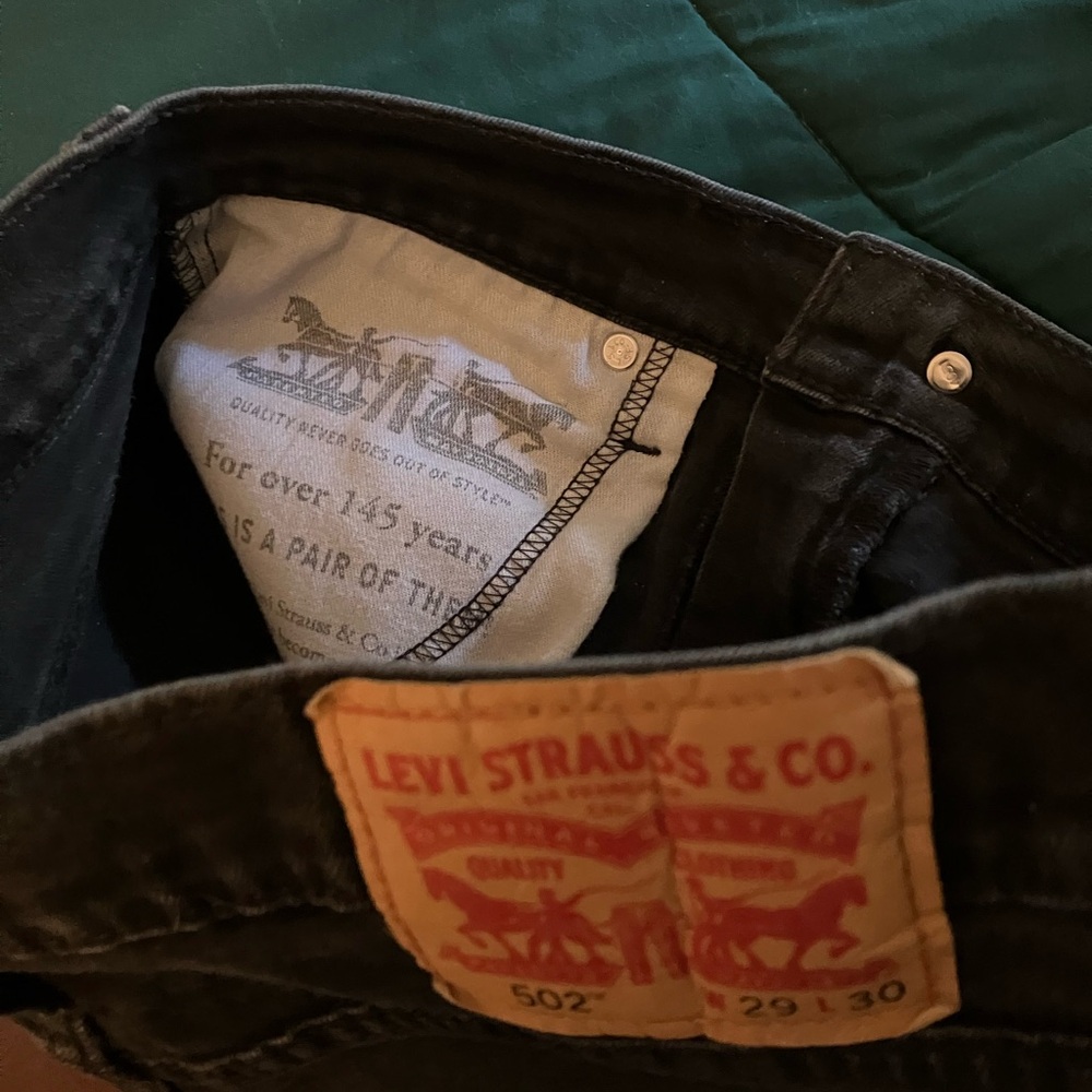 2/$40 Levi's 502 High Rise Straight Leg Black Denim Jeans w/Stretch W29 L30” - Picture 8 of 8